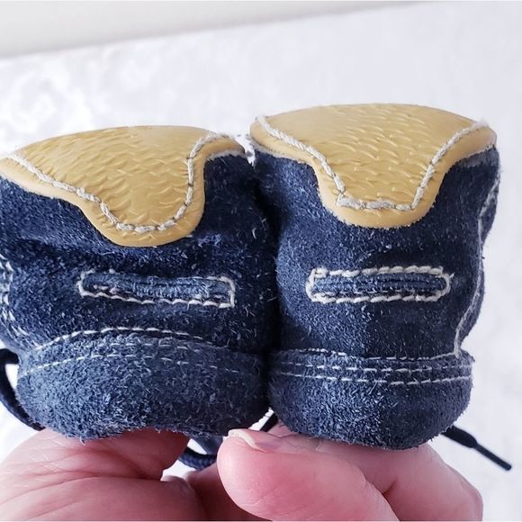 Infant Blue Suede Moccasin Booties - Picture 5 of 5